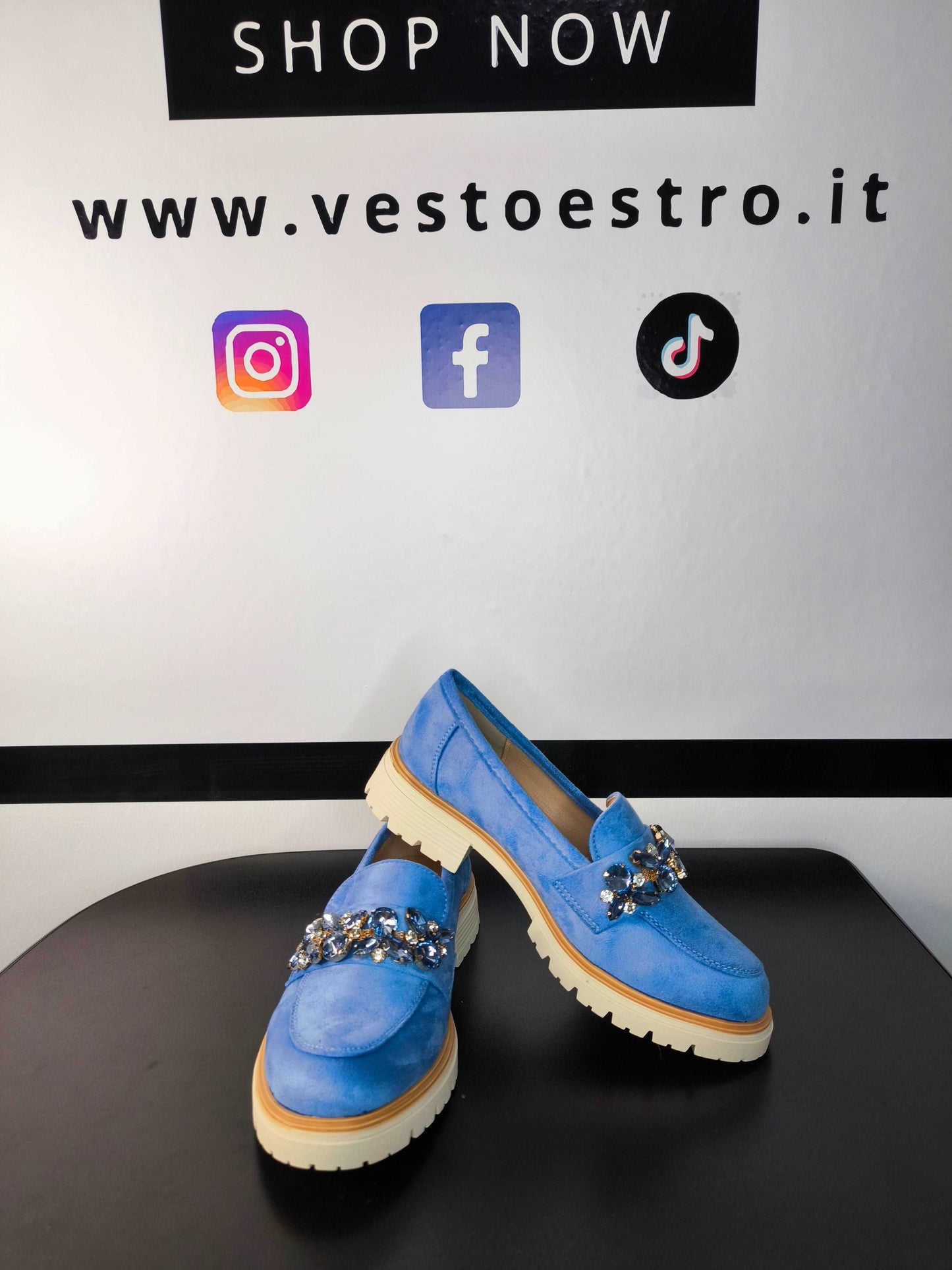 Mocassino denim gioiello
