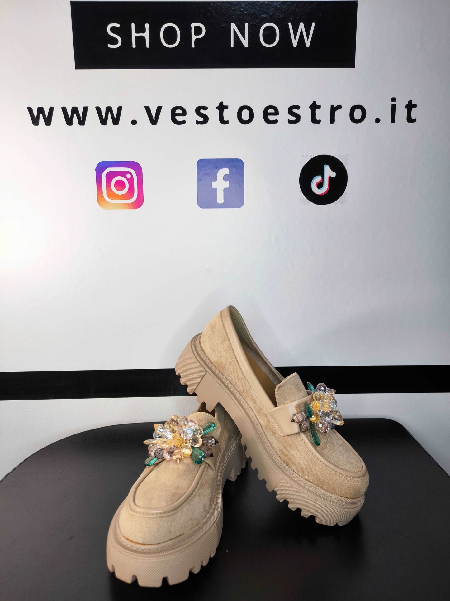 Mocassino gioiello color khaki