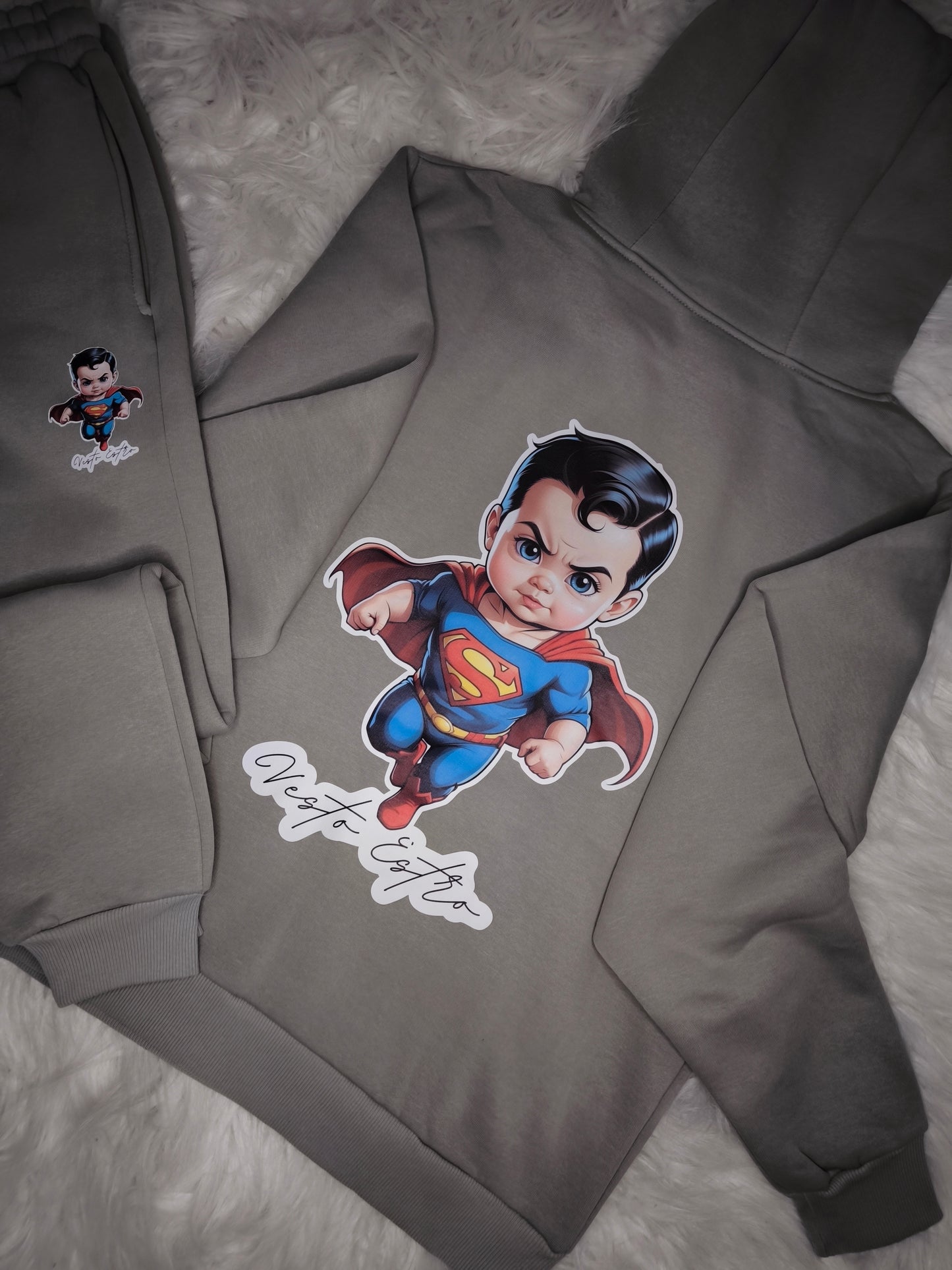 Tuta felpata oversize Baby Superman