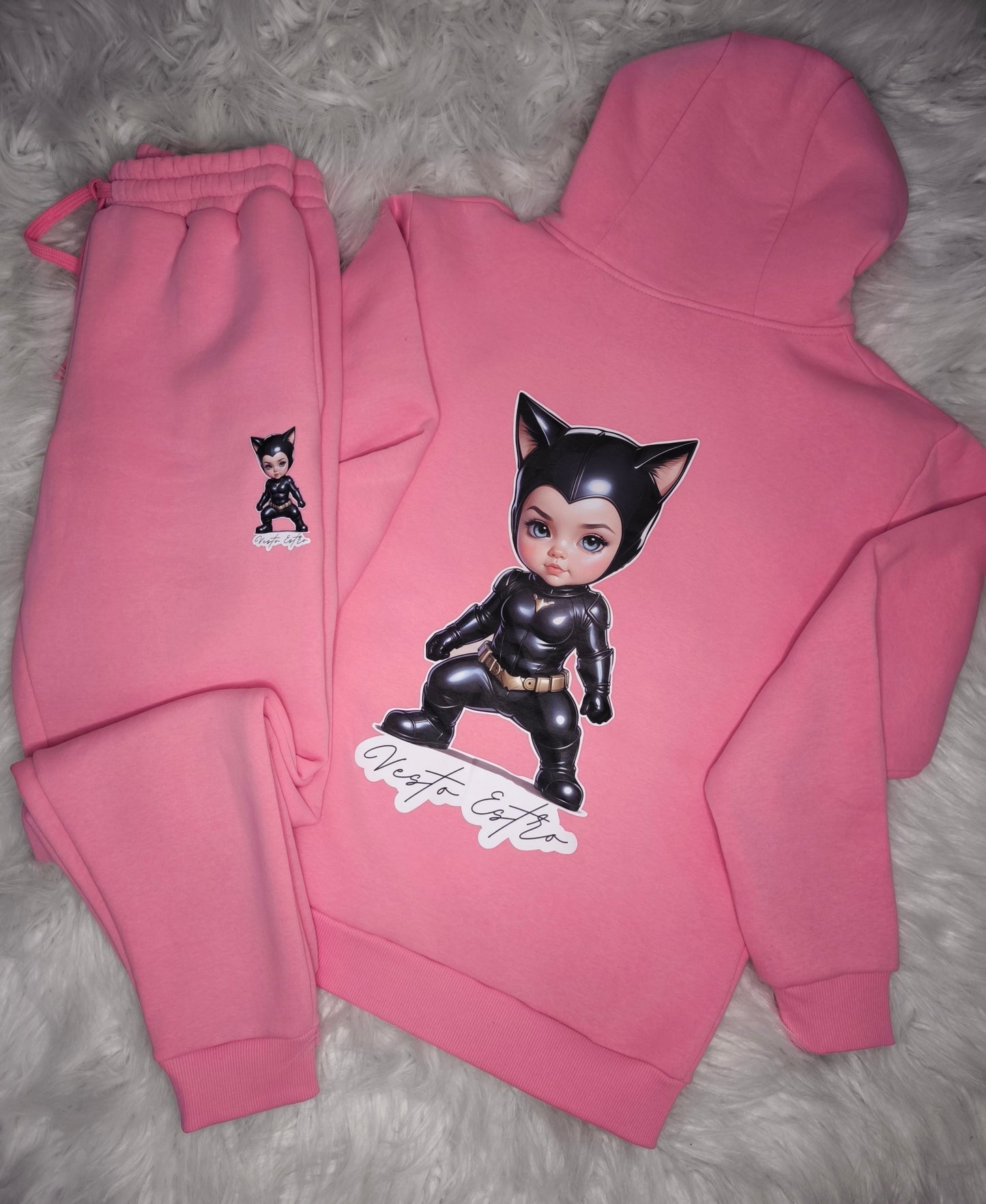 Tuta felpata oversize Baby Catwoman