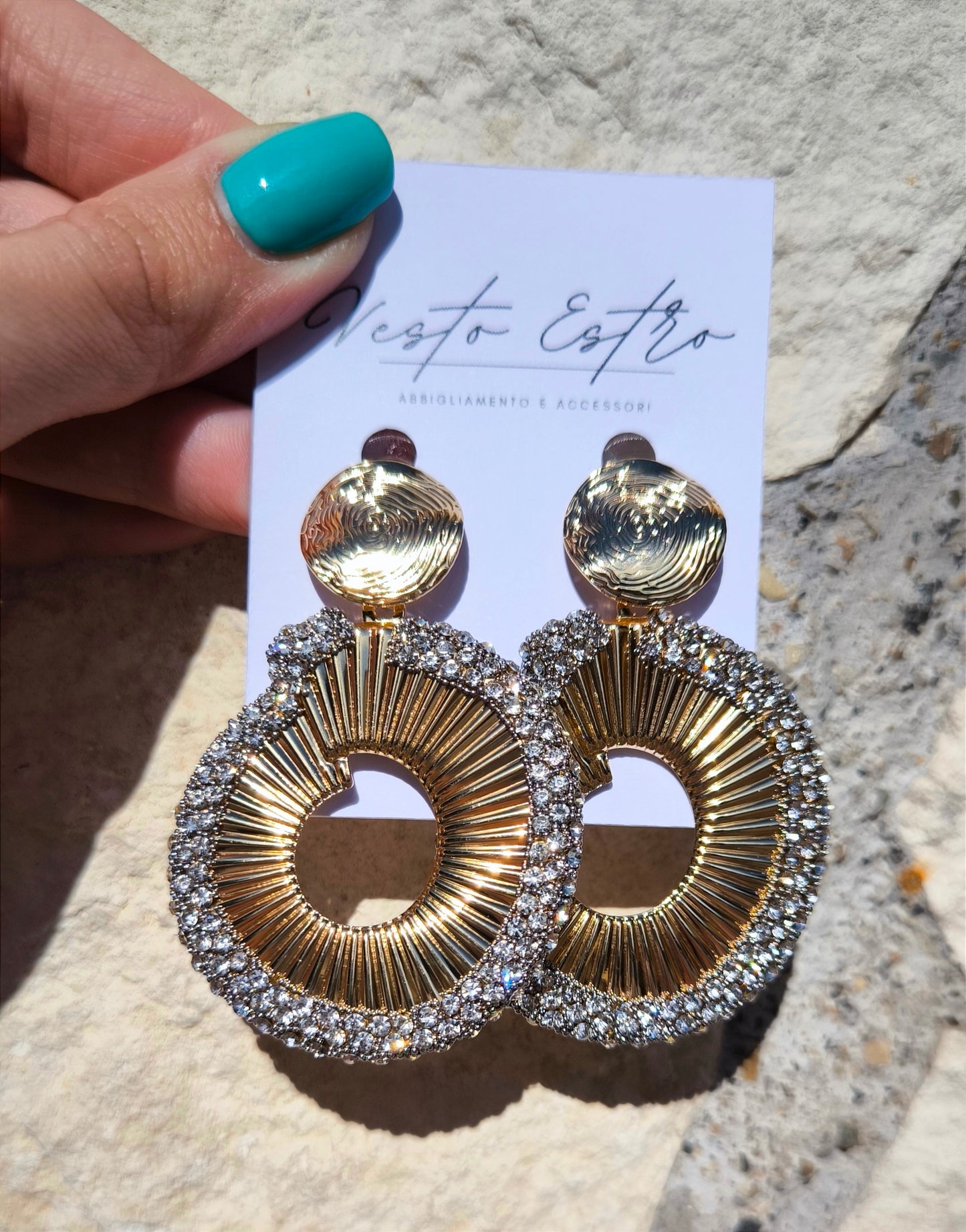 Orecchini chiocciola con strass