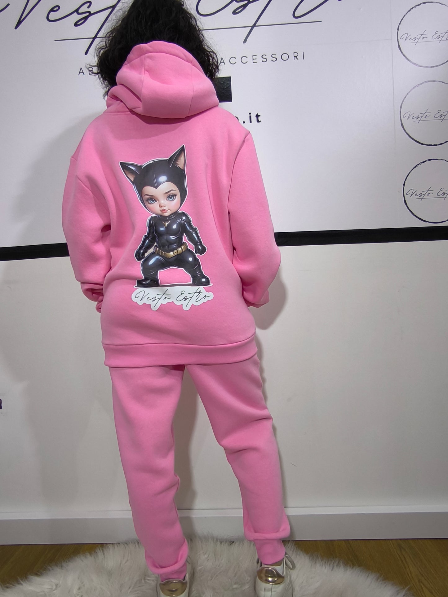 Tuta felpata oversize Baby Catwoman