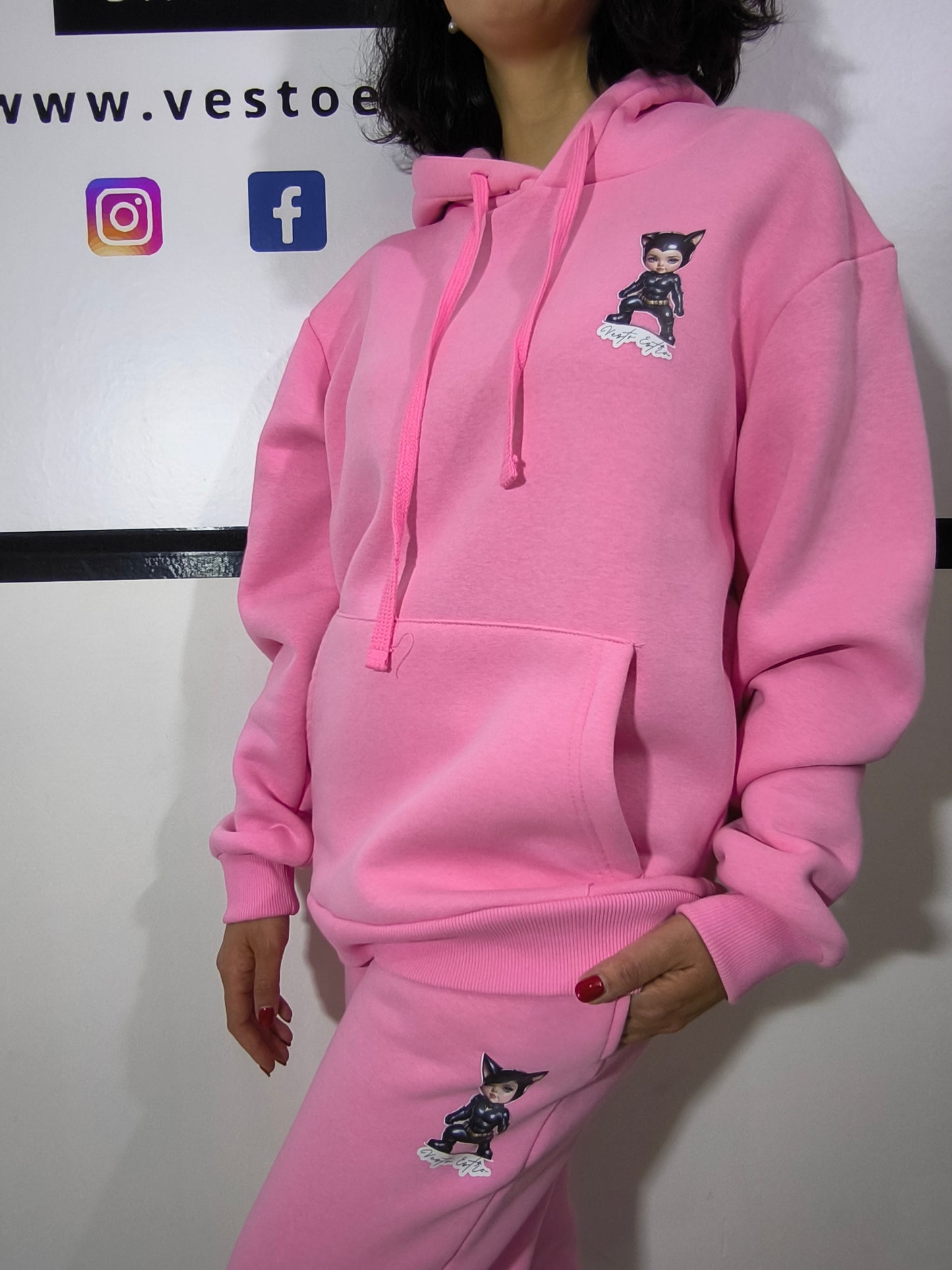 Tuta felpata oversize Baby Catwoman