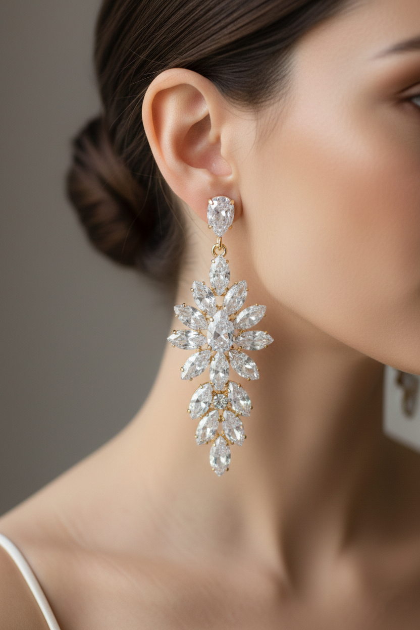 Orecchini pendenti cristalli a fiore - Gioielli eleganti donna