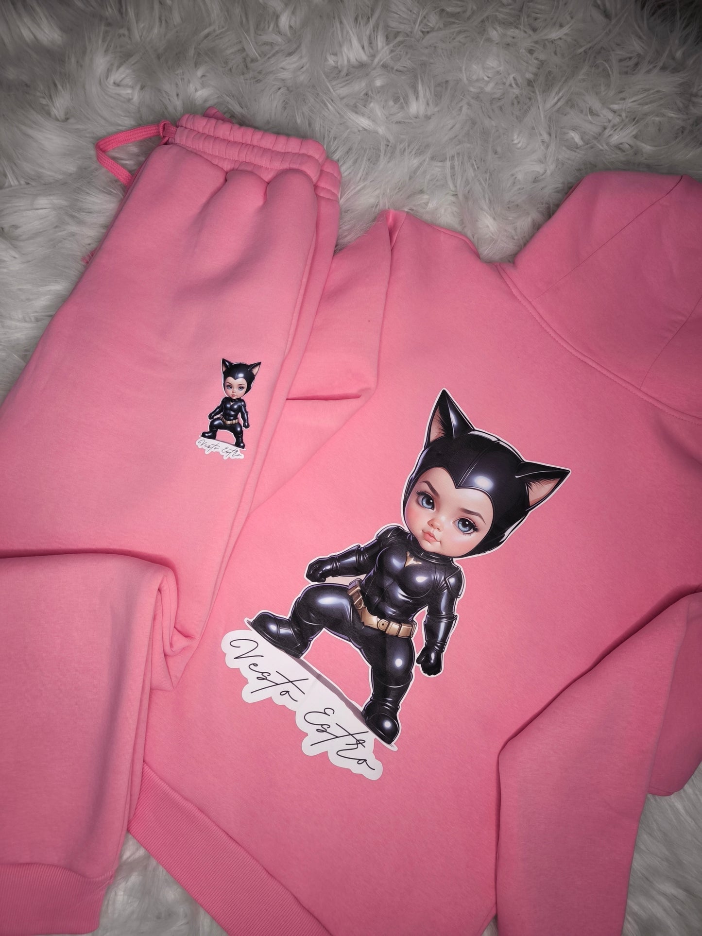 Tuta felpata oversize Baby Catwoman