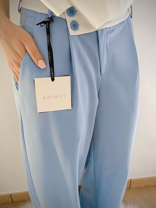 Pantalone palazzo con baschina bianca Lumina