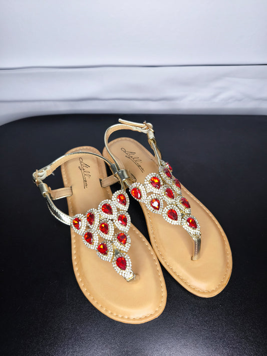 Sandali infradito gioiello pietre rosse