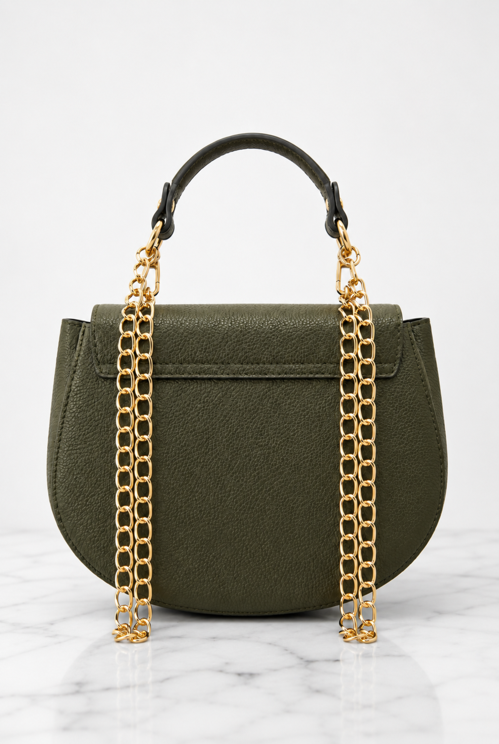 Retro della borsa donna verde militare in vera pelle