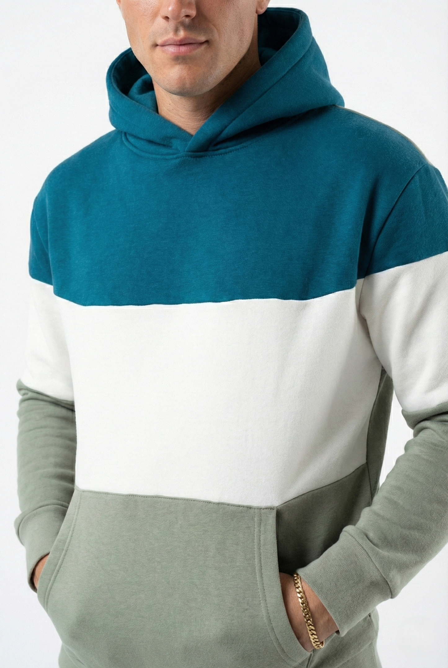 felpa uomo streetwear invernale con inserti a contrasto