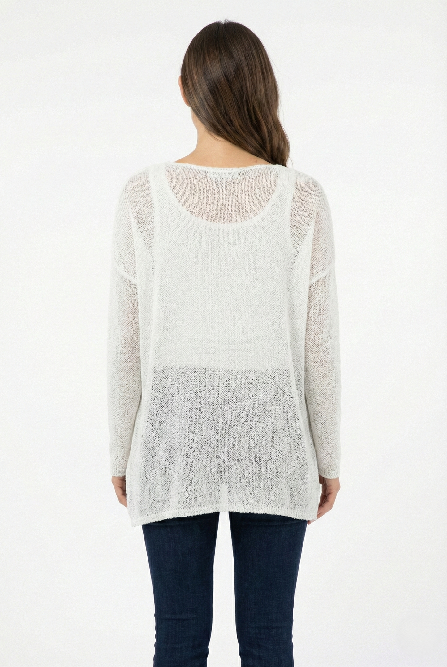 Maglia over asimmetrica donna in tessuto leggero colore bianca taglia unica