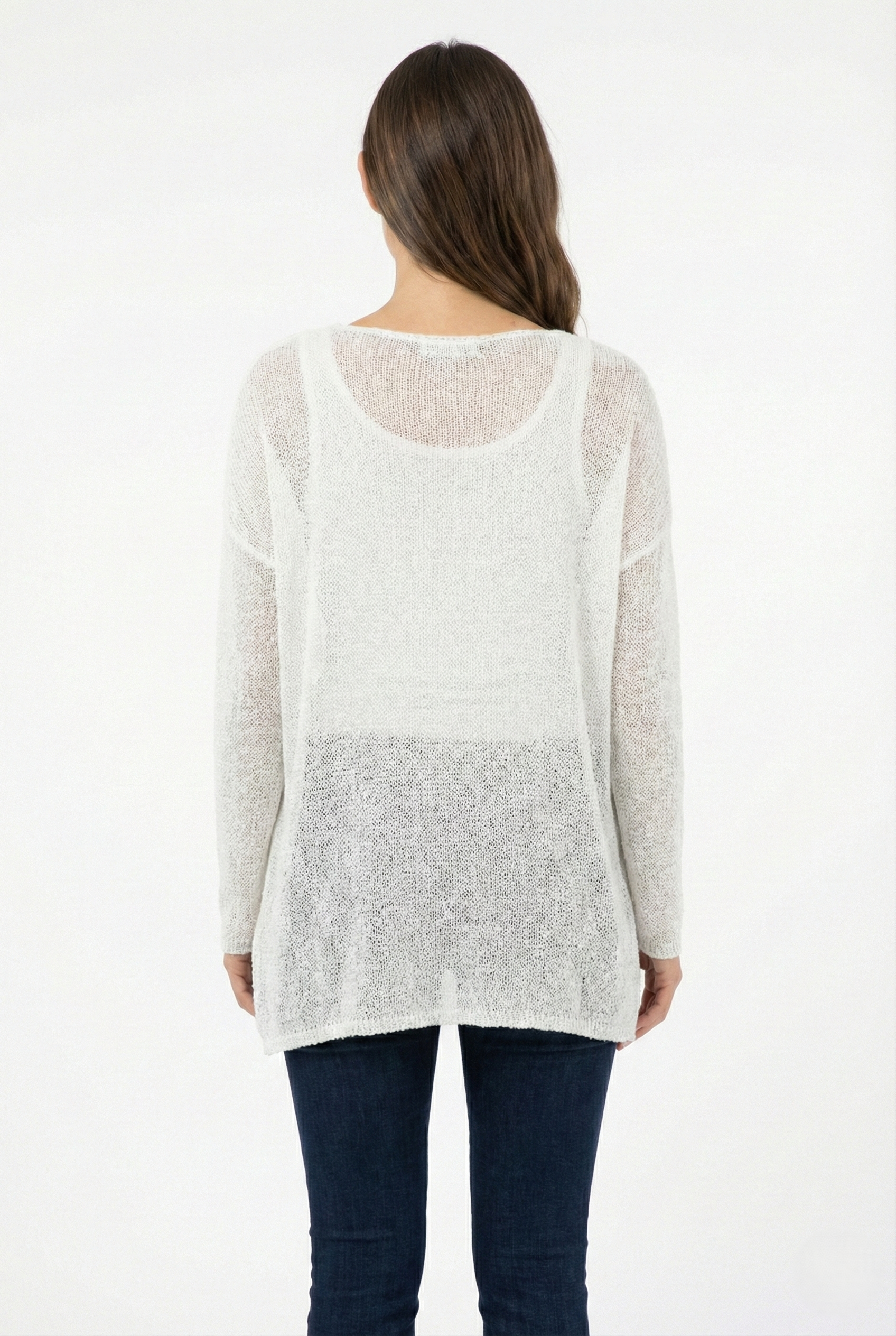 Maglia over asimmetrica donna in tessuto leggero colore bianca taglia unica