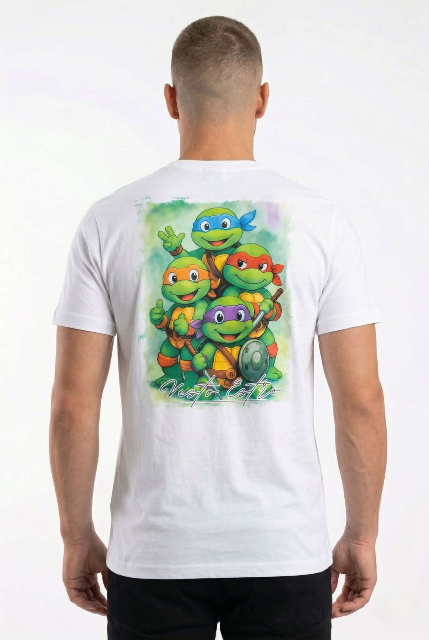 Maglietta Tartarughe Ninja bianca retro grafica vintage