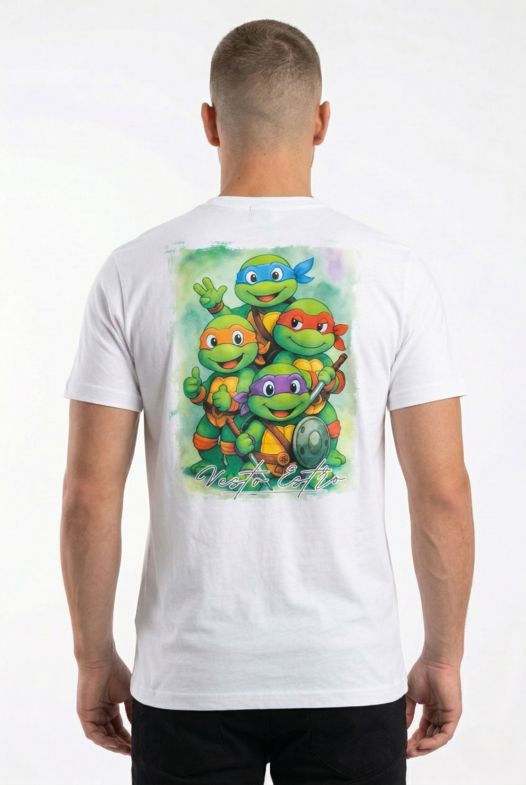 Maglietta Tartarughe Ninja bianca retro grafica vintage