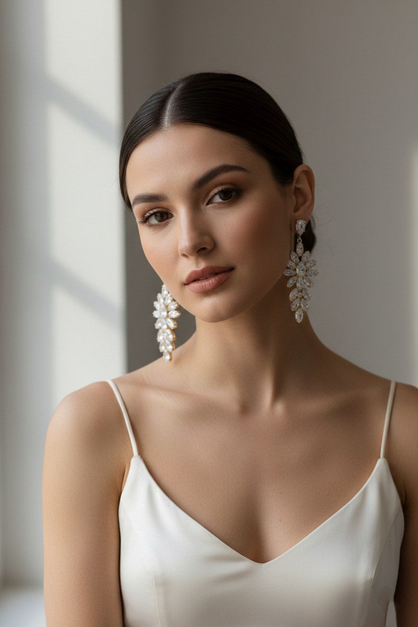 Orecchini pendenti cristalli a fiore - Gioielli eleganti donna