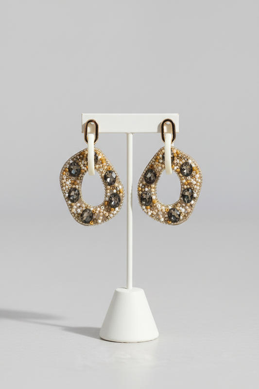 Orecchini ovali con perline e cristalli – Gioielli eleganti da donna
