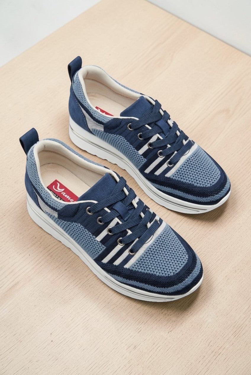 Scarpe casual donna blu con lacci e suola ammortizzata
