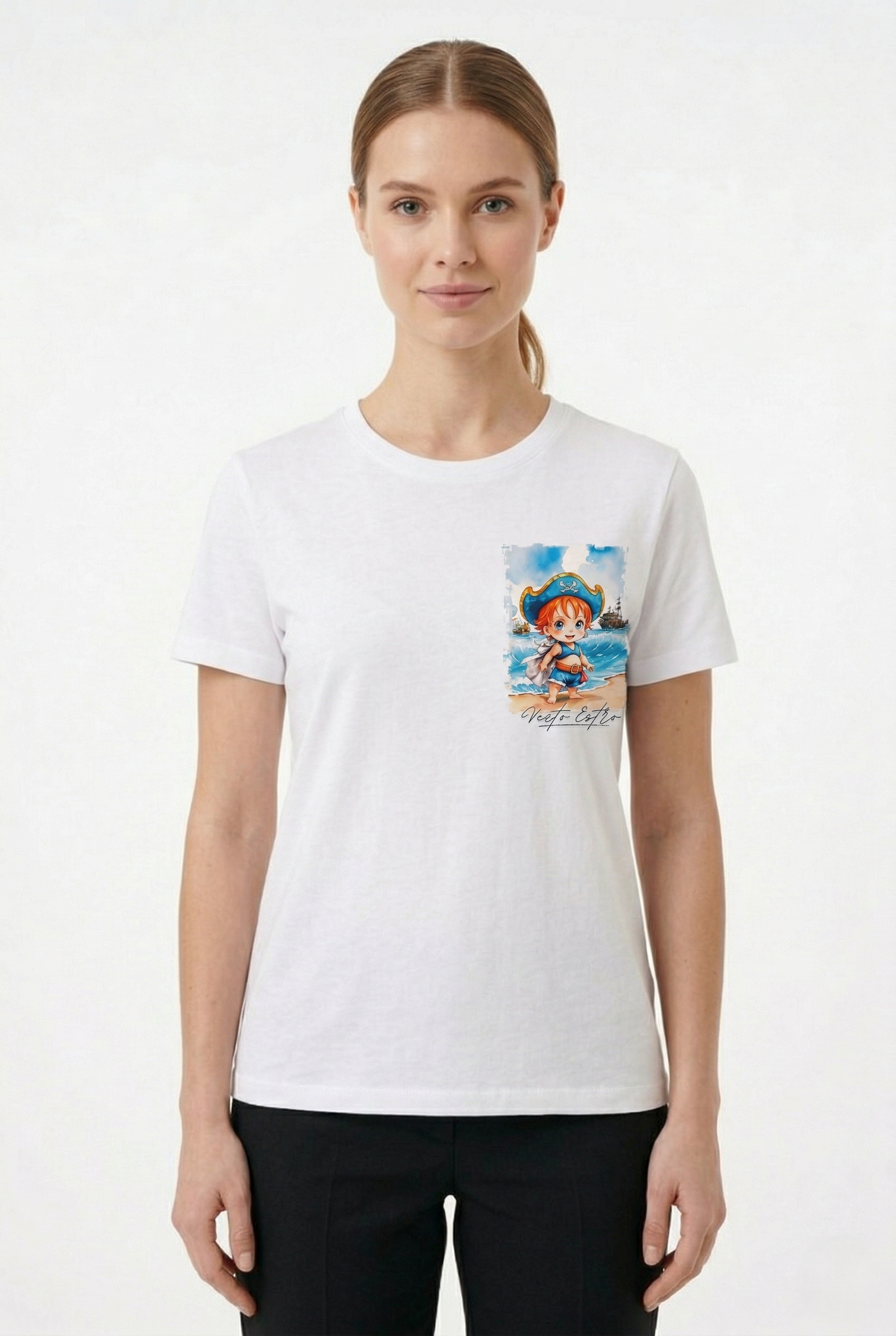 Maglietta Nami One Piece bianca donna stampa anime fronte
