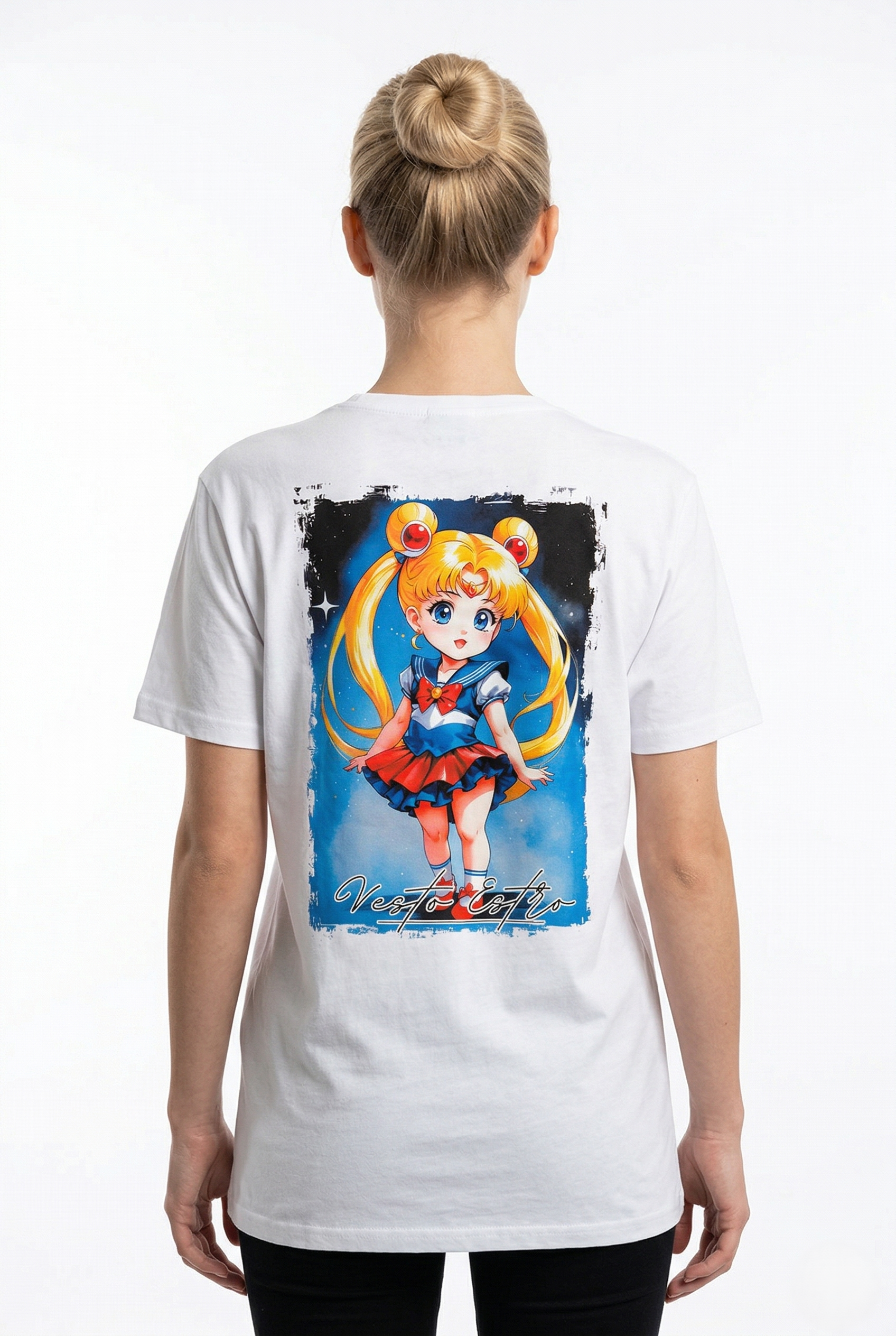 T-shirt Sailor Moon bianca stampa retro vintage manga