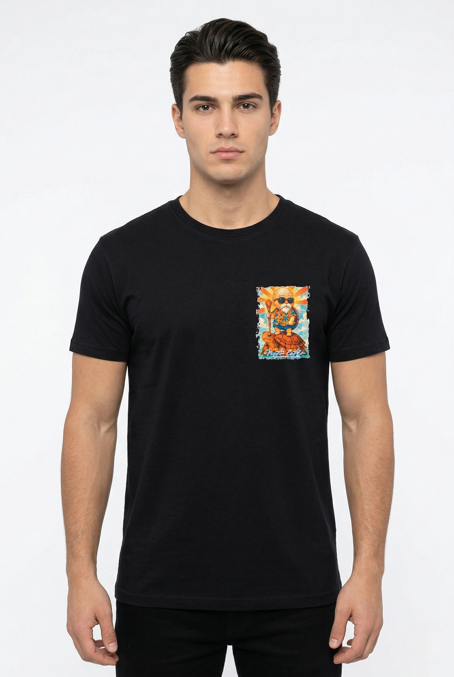 T shirt Vesto Estro Maestro Muten nera grafica anime vintage