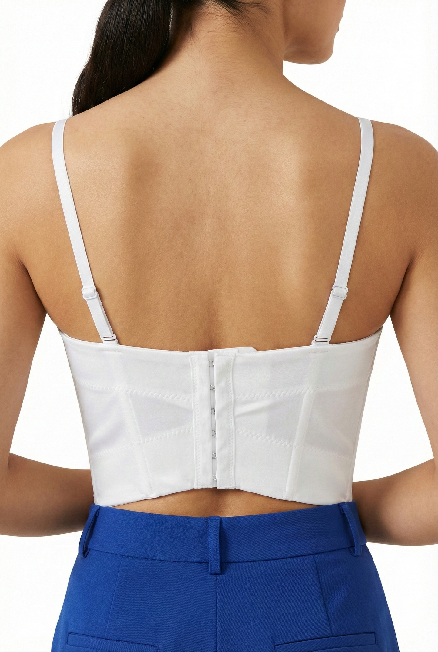 Top bustier gioiello bianco con perle e strass da donna, corsetto elegante decorato
