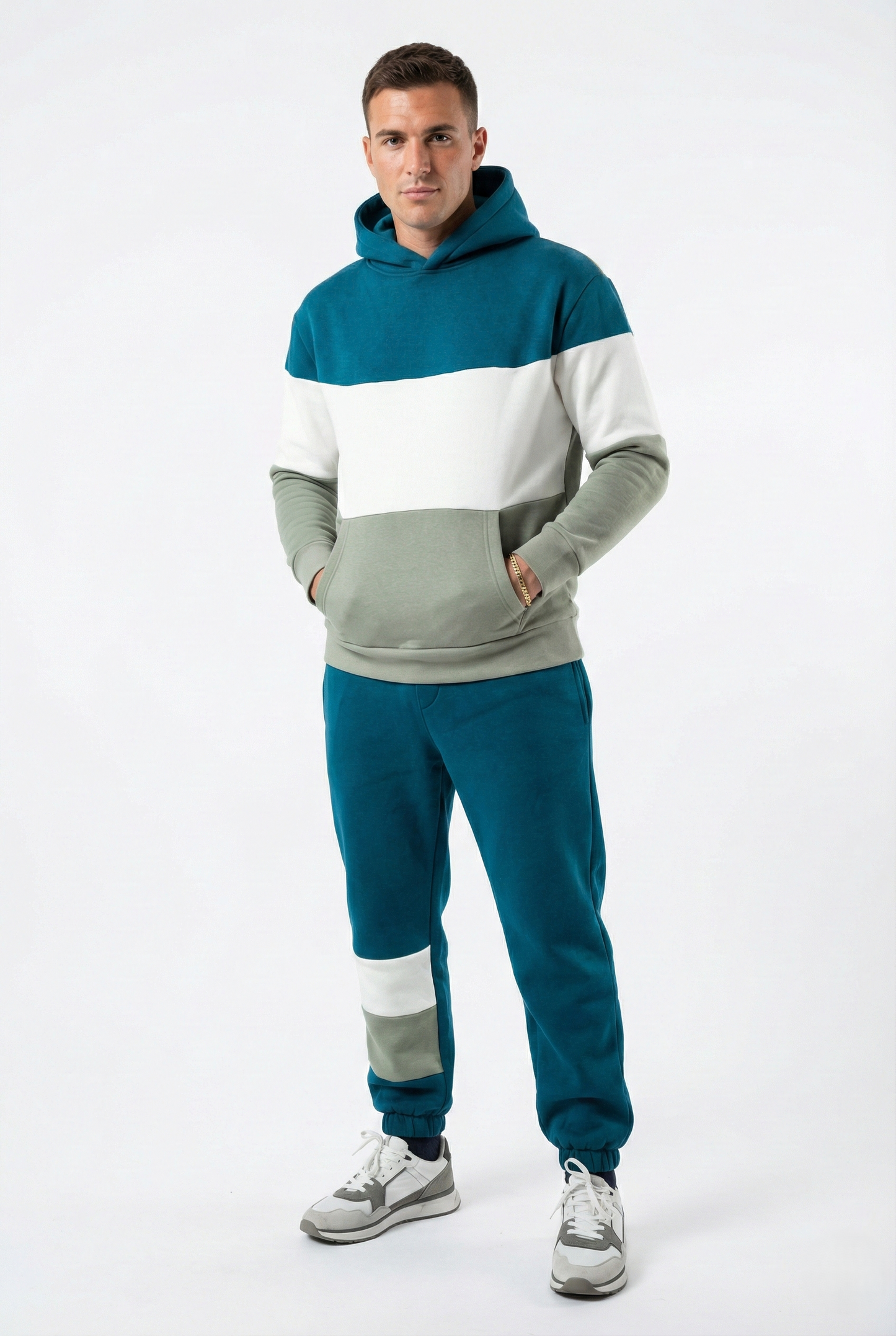 Completo sportivo uomo in felpa calda vestibilità comfort
