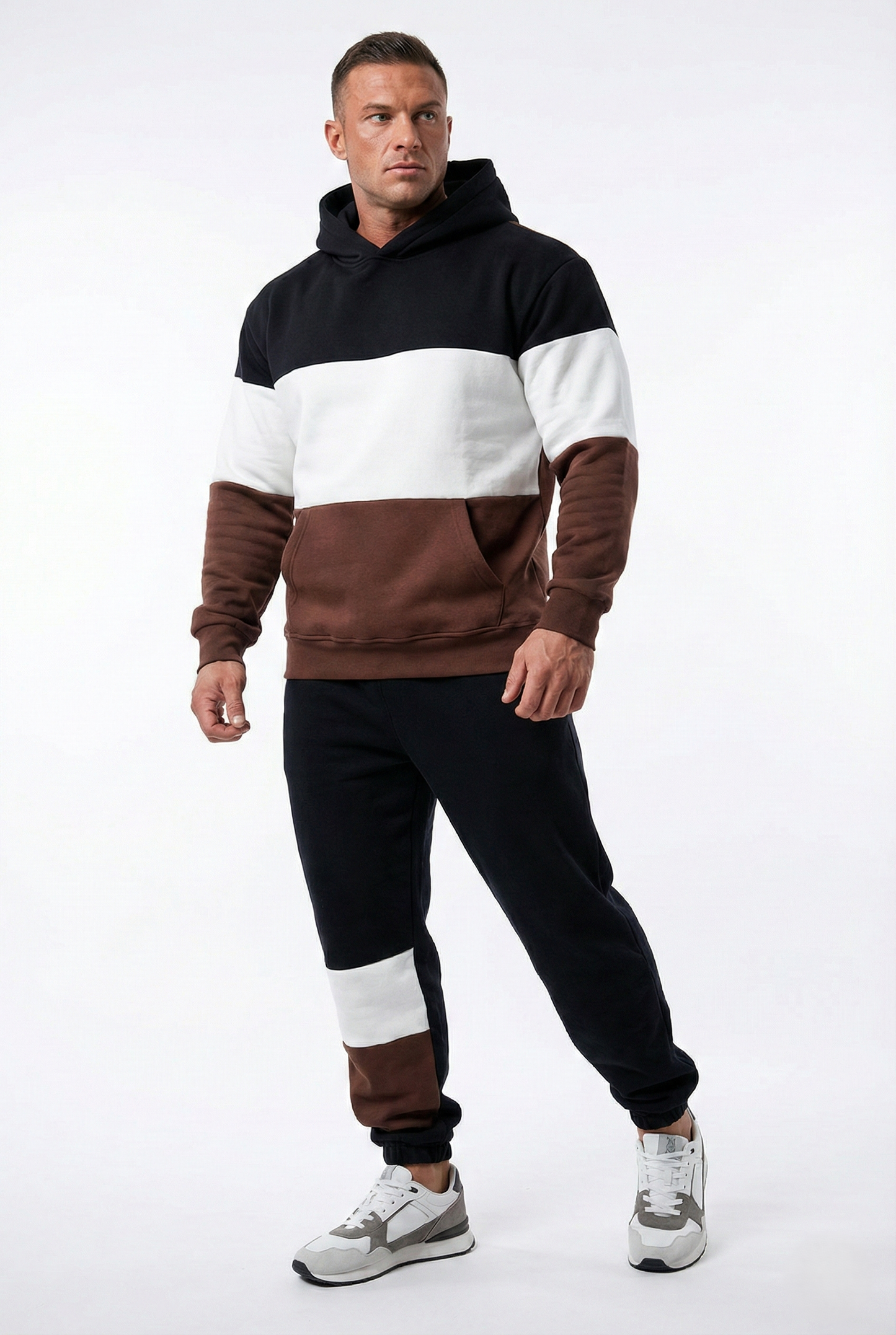 Completo sportivo uomo in felpa calda vestibilità comfort